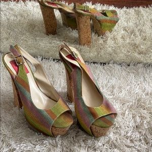 Cork Screw Multicolored Heels! NO Box!